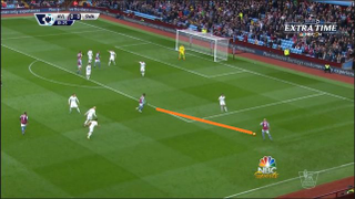 Alan Hutton inexplicably chose to cross here, and almost certainly hit it out of play